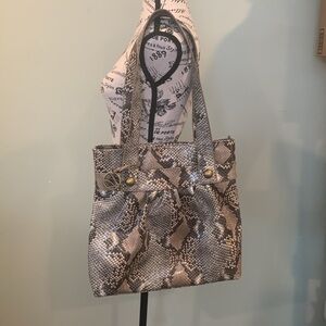 Style & Co. Snake Print Faux Leather Large Shoulder Bag Purse Tote Brown Black